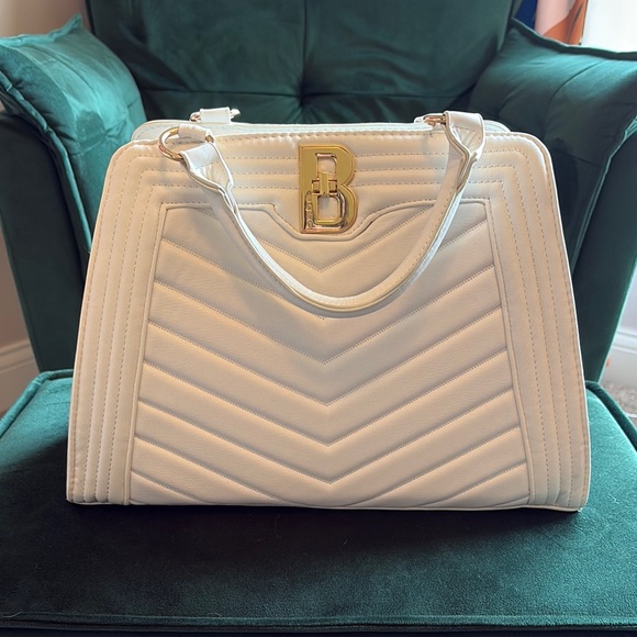 bebe Handbags - Bebe White Quilted Chevron Satchel